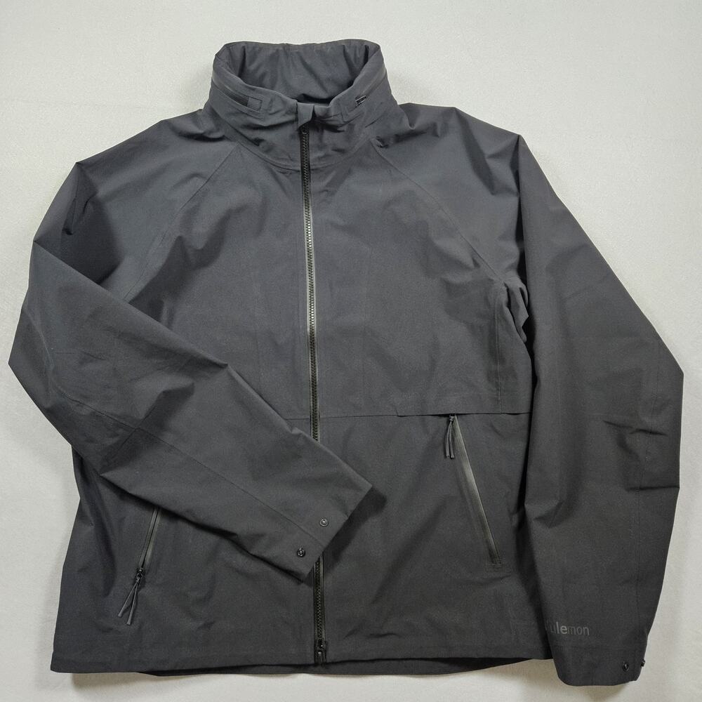 Lululemon Waterproof Golf Jacket Men's Large Black Hooded Rain Coat LM4AROS